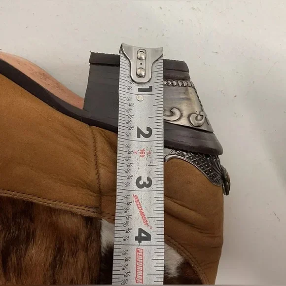 Vintage Zodiac Calf Hair On Cowhide Pony Cowgirl Boots 7.5 M Nubuck Suede - Picture 3 of 16